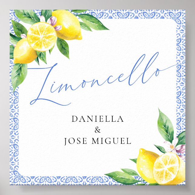 Limoncello Lemon Positano Italienische Hochzeit Poster (Vorne)