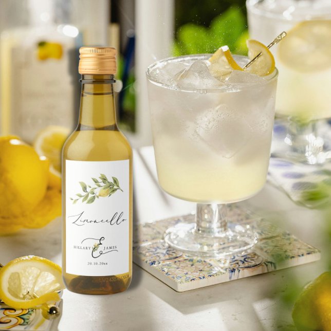 Limoncello Lemon Sorrento Gastgeschenk Hochzeit Weinetikett (Von Creator hochgeladen)