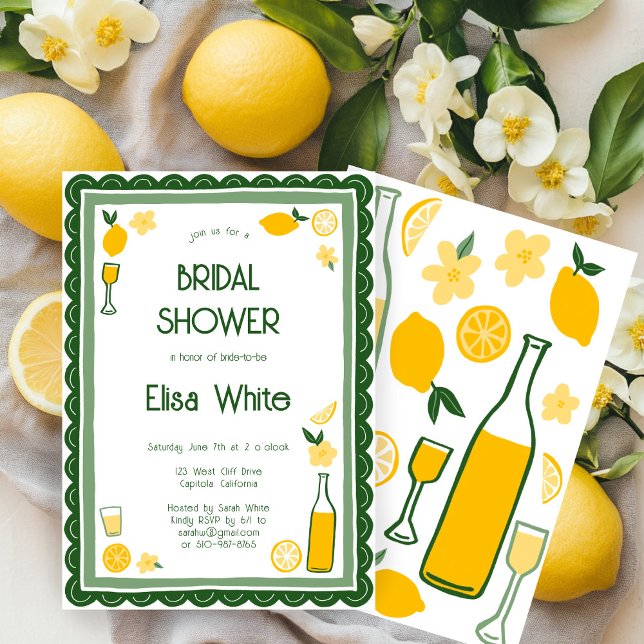Limoncello Lemonade CUSTOM Brautparty Einladung (Limoncello Lemonade Lemons  Cute CUSTOM Bridal Shower Invitation
)