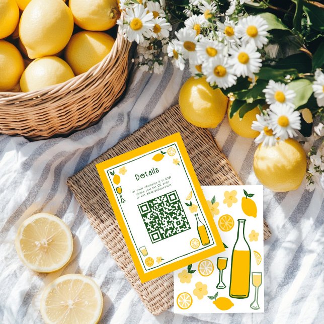 Limoncello Lemonade CUSTOM QR Brautparty Begleitkarte (Limoncello Lemonade Lemons CUSTOM QR Code Cute Bridal Shower Enclosure Card
)