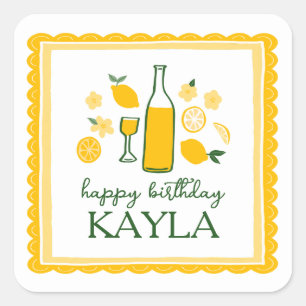 Limoncello Lemonade Lemon CUSTOM Geburtstag Quadratischer Aufkleber