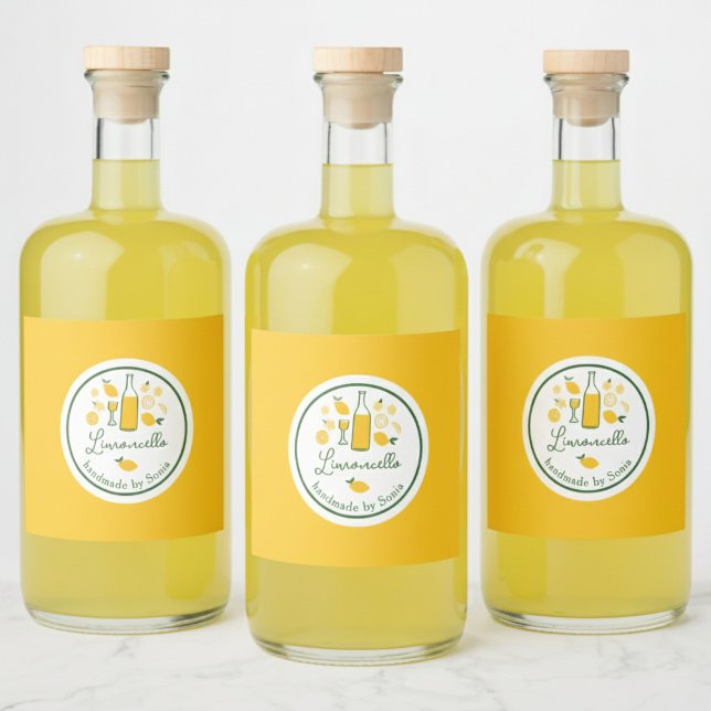 Limoncello Lemonade Lemon Kunsthandwerk CUSTOM Alkoholflaschenetikett (Limoncello Lemonade Lemon Handmade Craft CUSTOM Liquor Bottle Label
)