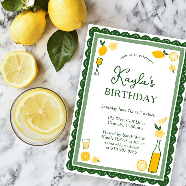 Limoncello Lemonade Lemons CUSTOM BIRTHDAY PARTY Einladung (Limoncello Lemonade Lemons CUSTOM BIRTHDAY PARTY Invitation
)