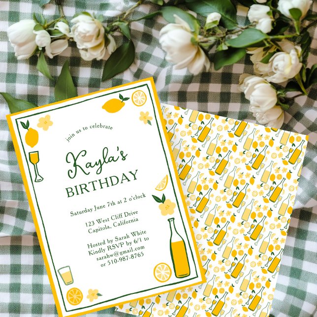 Limoncello Lemonade Lemons CUSTOM BIRTHDAY PARTY Einladung (Limoncello Lemonade Lemons CUSTOM BIRTHDAY PARTY Invitation
)