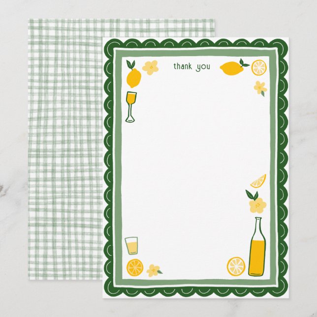 Limoncello Lemonade Lemons CUSTOM Brautparty Dankeskarte (Vorne/Hinten)