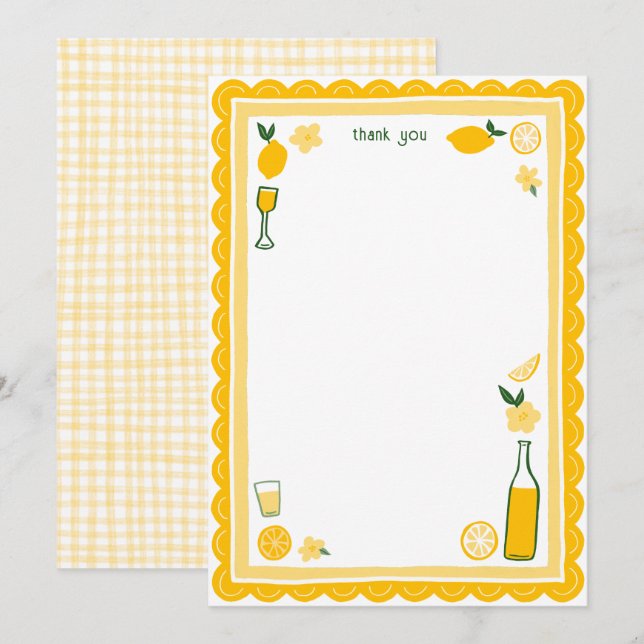 Limoncello Lemonade Lemons CUSTOM Brautparty Dankeskarte (Vorne/Hinten)