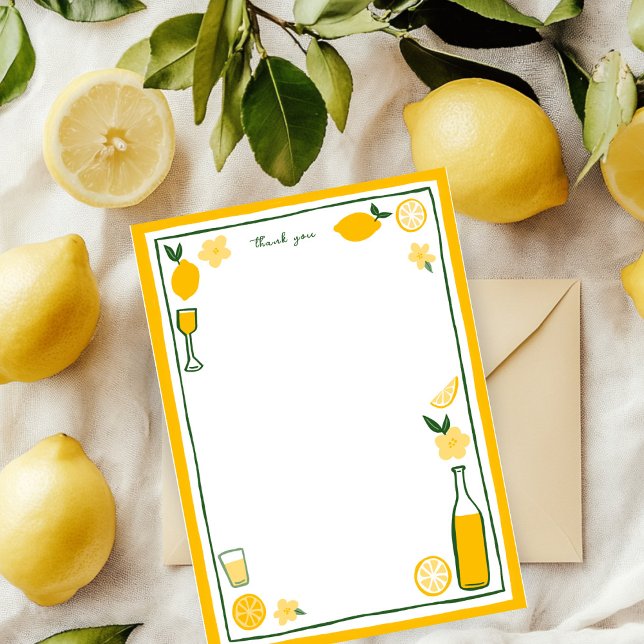 Limoncello Lemonade Lemons CUSTOM Personalisiert Dankeskarte (Limoncello Lemonade Lemons CUSTOM Birthday Personalized Stationery Thank You Note Card
)