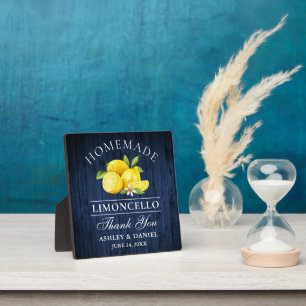 Limoncello Lemons Blue Wood Print Wedding Fotoplatte