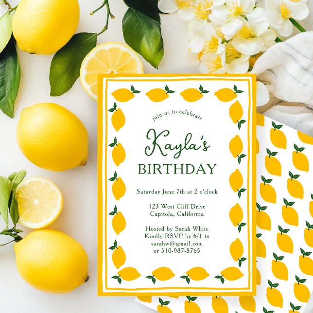 Limoncello Lemons CUSTOM Niedliche Geburtstag PART Einladung (Limoncello Lemons CUSTOM Cute Adult Child BIRTHDAY PARTY Invitation
)