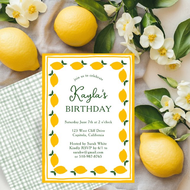 Limoncello Lemons CUSTOM Niedliche Geburtstag PART Einladung (Limoncello Lemons CUSTOM Cute BIRTHDAY PARTY Invitation
)