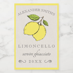 Limoncello Lemons Kleines Likör Lebensmitteletikett