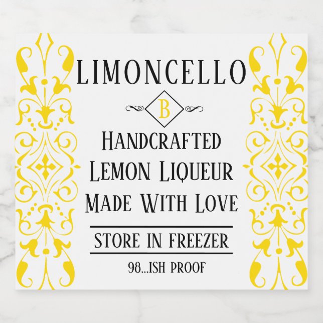 Limoncello Likörr Extravagant Wedding Guest Gefall Alkoholflaschenetikett (Einzelnes Label)