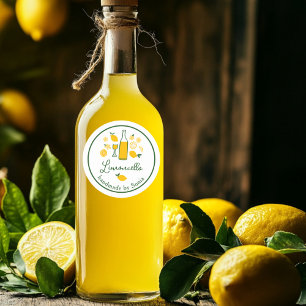 Limoncello Limonade Zitronen Handgefertigtes Kunst Runder Aufkleber