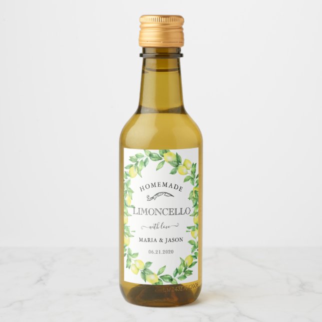 Limoncello Monogram Fevor Mini-Flaschenetikett Weinetikett (Vorderseite)