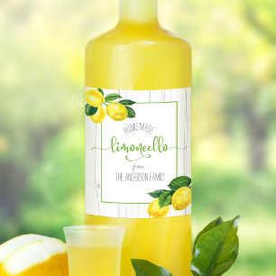 Limoncello rustic Aquarelllemonen Namensschrift Weinetikett