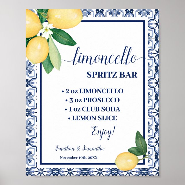 Limoncello Spritz Bar Schild Blau Mediterran (Vorne)