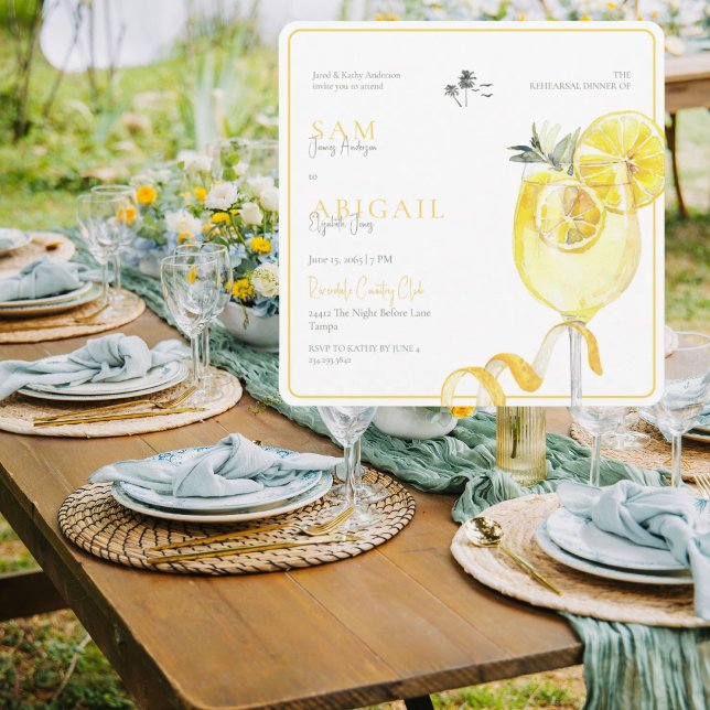 Limoncello Tropical Rehearsal Dinner Square Einladung (Von Creator hochgeladen)
