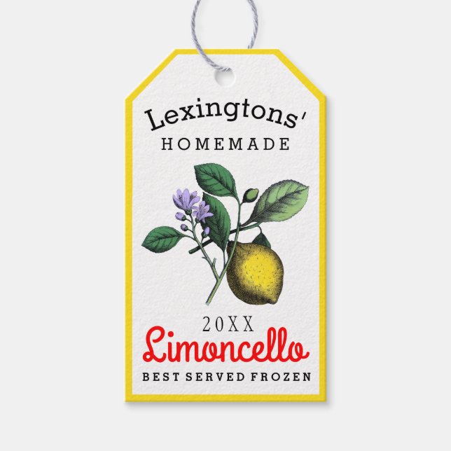 Limoncello Vintage hausgemachte Flasche | Geschenkanhänger (Vorderseite)