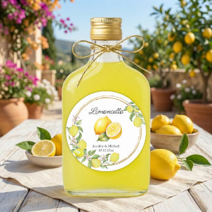Limoncello-Wasserfarbe-Limonen-Hochzeit-Sommer Runder Aufkleber