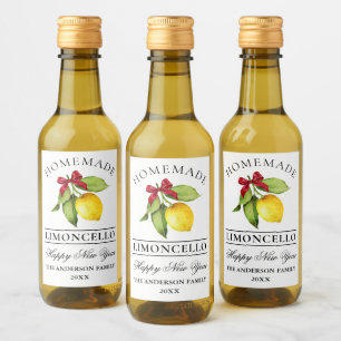 Limoncello Wasserfarbe Neujahr Mini Flasche Etiket Weinetikett
