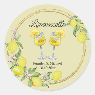 Limoncello-Wasserfarben-Zitrone-Cocktail-Hochzeit  Runder Aufkleber