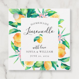 Limoncello Watercolor Lemons Gefallen Tag Geschenkanhänger