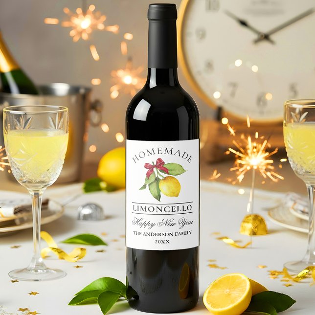 Limoncello Watercolor - Neues Jahr Flasche Weinetikett (Customize to change text size or text style.)