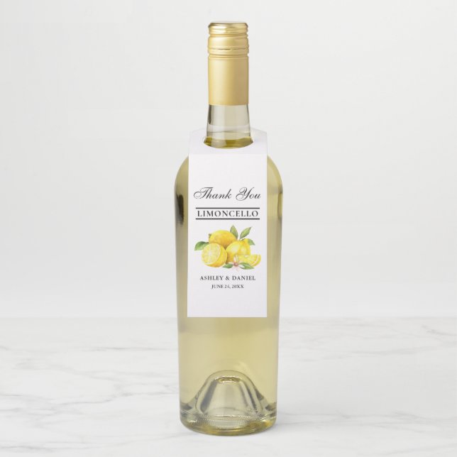 Limoncello Wedding Kraft Flaschenanhänger (Auf Flasche)