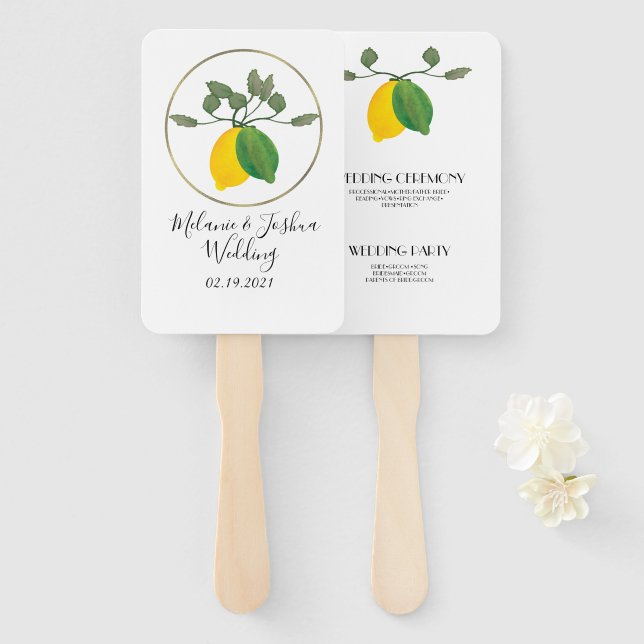 Limoncillo Watercolor Lemon Limon Fächer (Vorne und Hinten)