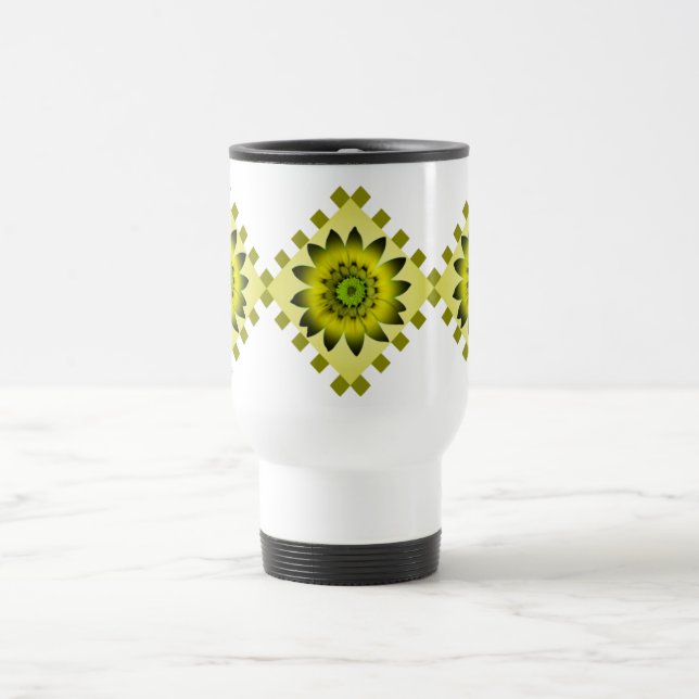 Limone Blume Olive Daisy, Muster Streifen - Tasse (Mittel)
