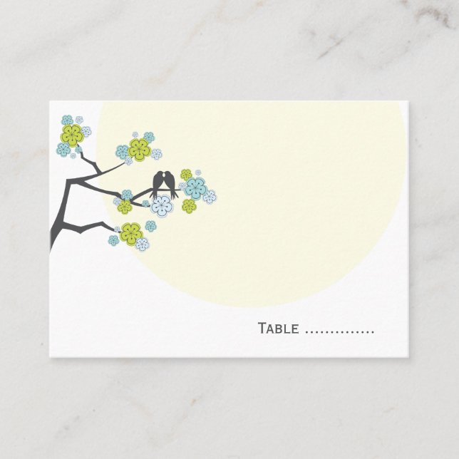Limone Cherry Blossoms Love Bird Wedding Platzkart Platzkarte (Vorderseite)