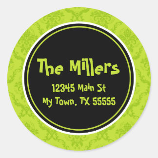 Limone "Damask Round Address Stickers" Runder Aufkleber