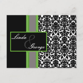Limone Damask Wedding Rsvp-Karte Einladungspostkarte