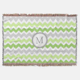 Limone graue Zickzack Muster-Monogrammthrow-Decke Decke