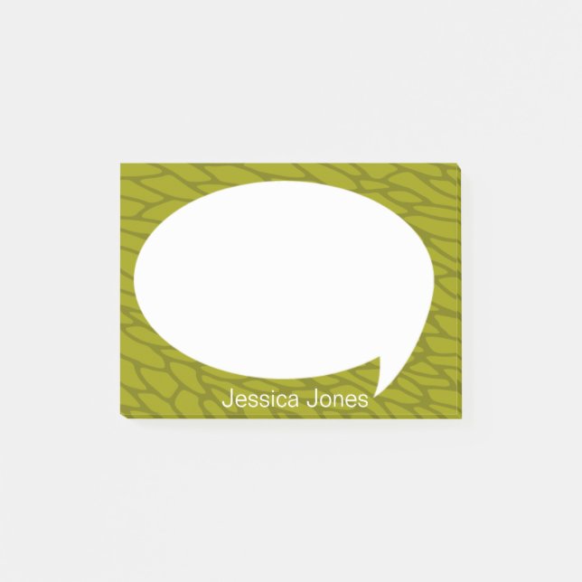 Limone grüne Gesprächs-Blase gerundetes Post-it Klebezettel (Vorderseite)