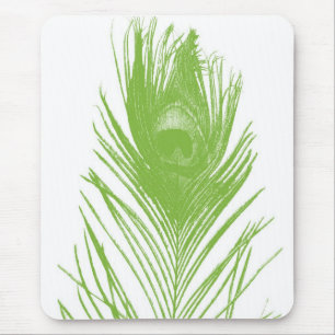 Limone grüne Pfau-Feder Mousepad