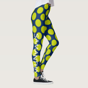 Limone grüne Polka-Punkte auf dem Marine-Blau Leggings