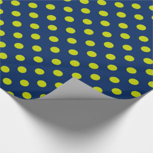 Limone grüne Polka-Punkte auf Marine-Blau Geschenkpapier