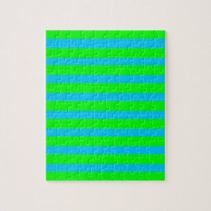 Limone grüne und aquamarine blaue Neonstreifen Puzzle