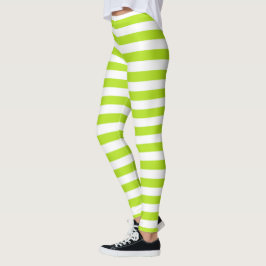 Limone grüne und weiße Streifen Leggings
