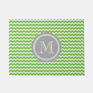 Limone grüne Zickzack graue Monogramm-Fußmatte Fußmatte
