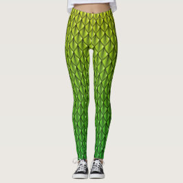 Limone grüner Drache-Skala-(verblassen Sie), Leggings