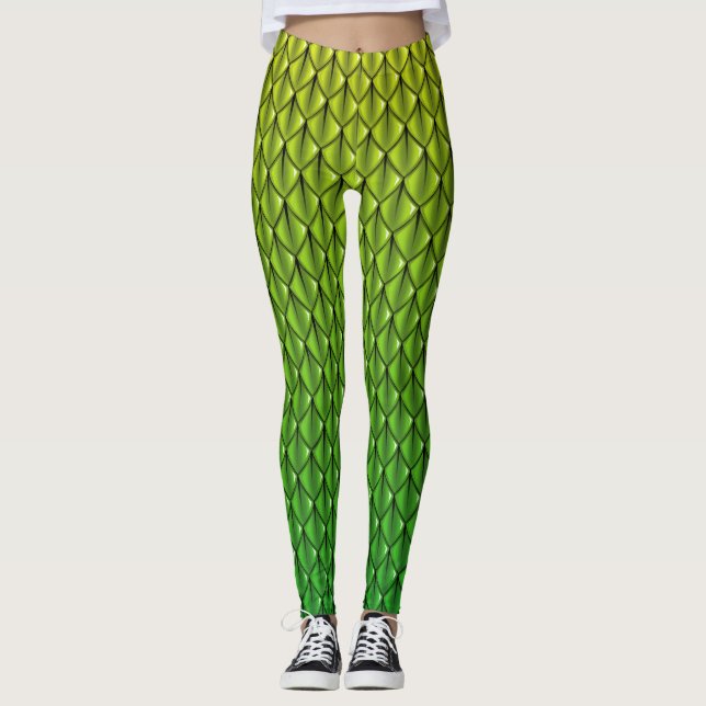 Limone grüner Drache-Skala-(verblassen Sie), Leggings (Vorderseite)