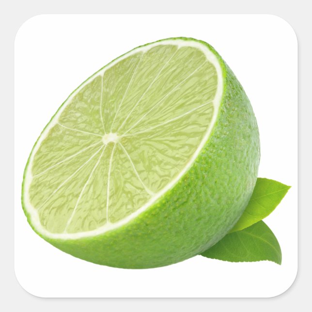 Limone Hälfte Quadratischer Aufkleber (Vorderseite)