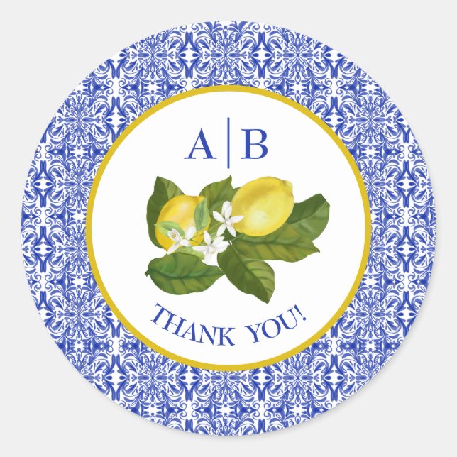 Limone I Italian Lemon & Blue Tile Danke Sticker (Vorderseite)