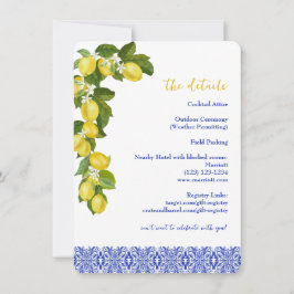 Limone I Italian Lemon & Blue Tile Wedding Details Einladung