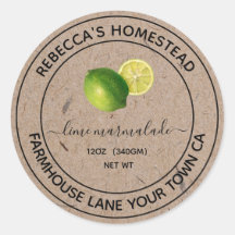 Limone Marmalade Kraft Papier Canning Jar Labels
