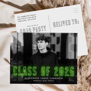 Limone Neon Class of 2022 Foto Graduation Party Einladungspostkarte