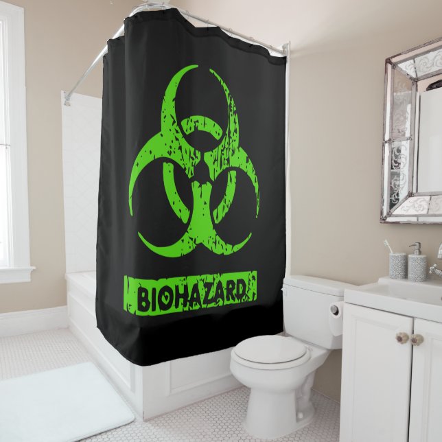 Limone Neon Green Bio-Hazard-Chemikalien Graphic Duschvorhang (Beispiel)