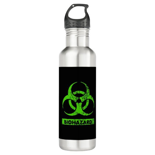 Limone Neon Green Bio-Hazard-Chemikalien Graphic Edelstahlflasche (Vorderseite)